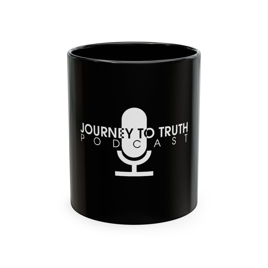 Podcast Logo Ceramic Mug — 'Journey to Truth' Black Coffee Cup