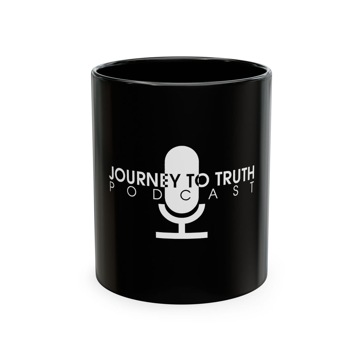 Podcast Logo Ceramic Mug — 'Journey to Truth' Black Coffee Cup