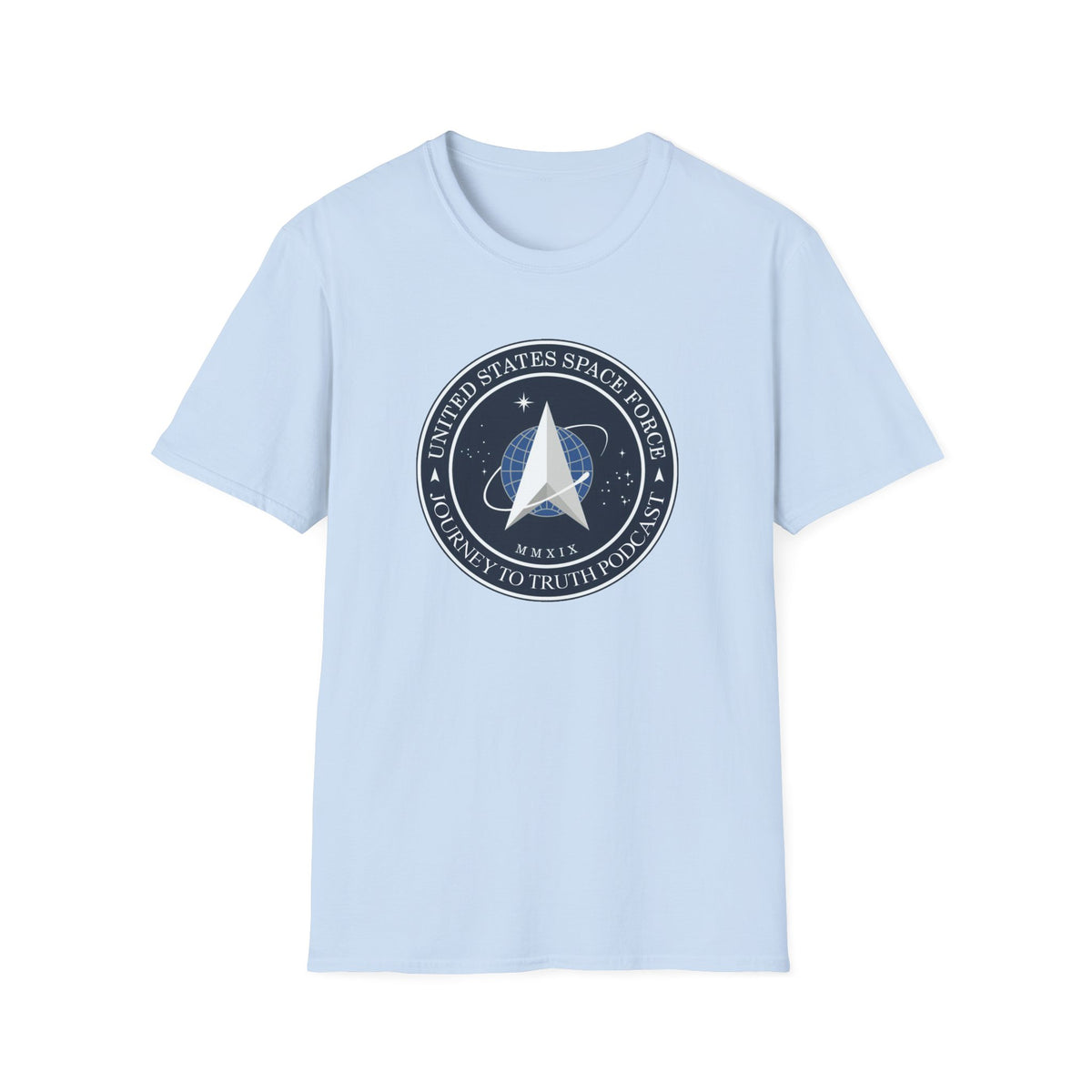 Space Program Emblem T-Shirt — "Journey to Truth, Explore" Astronaut Badge Tee